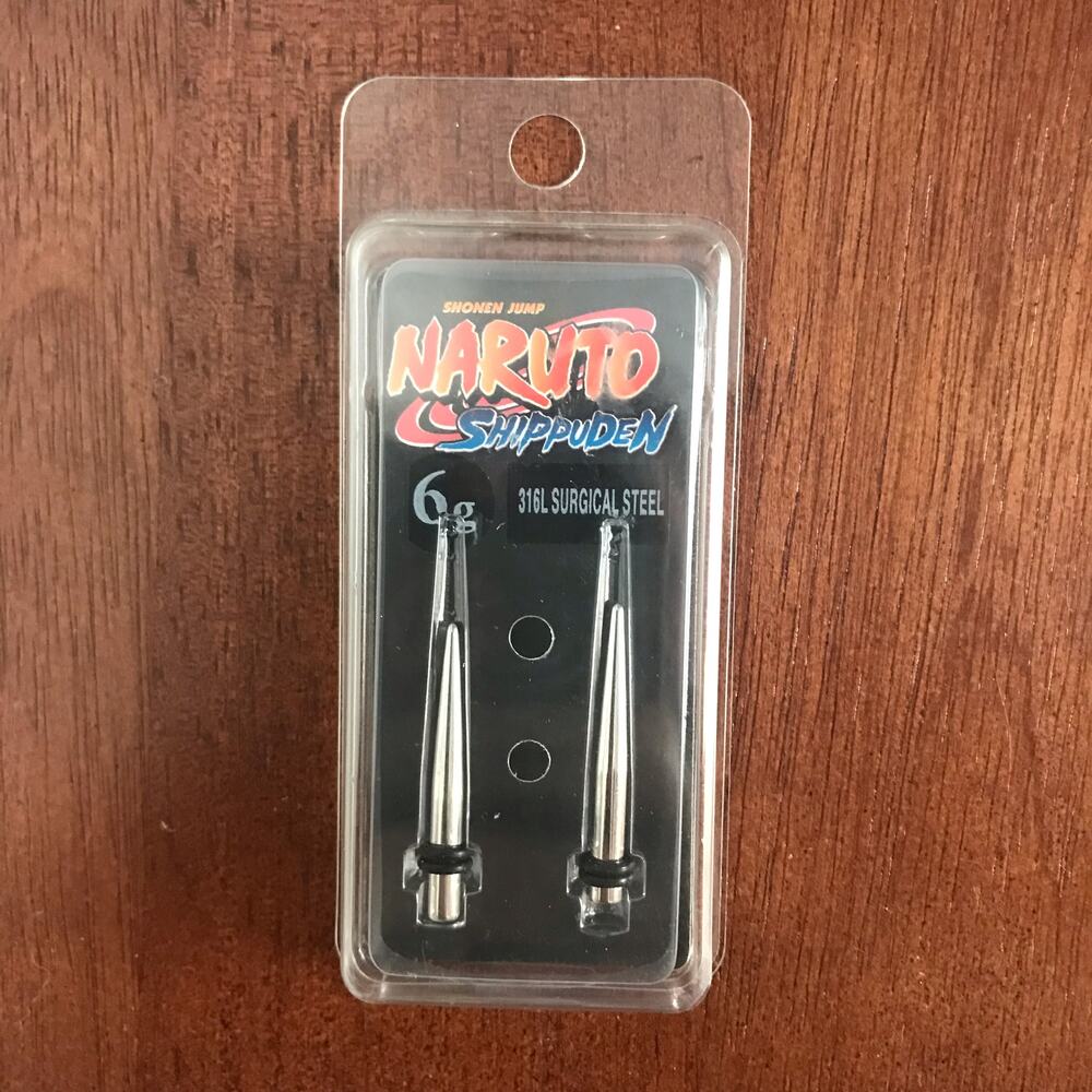 Naruto Shippuden New 6g Surgical Steel 316L Taper Plugs With Leaf Design